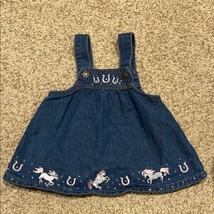 Girl horse overall dress. 18 months.